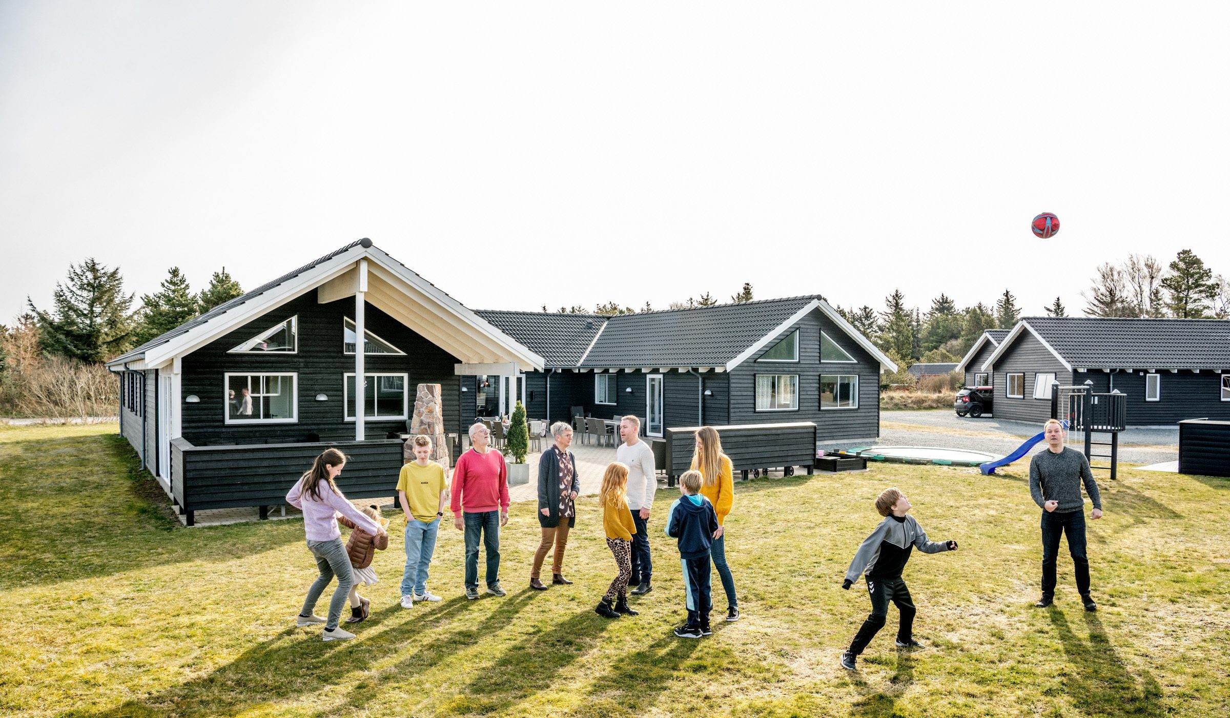 Family together in holiday home