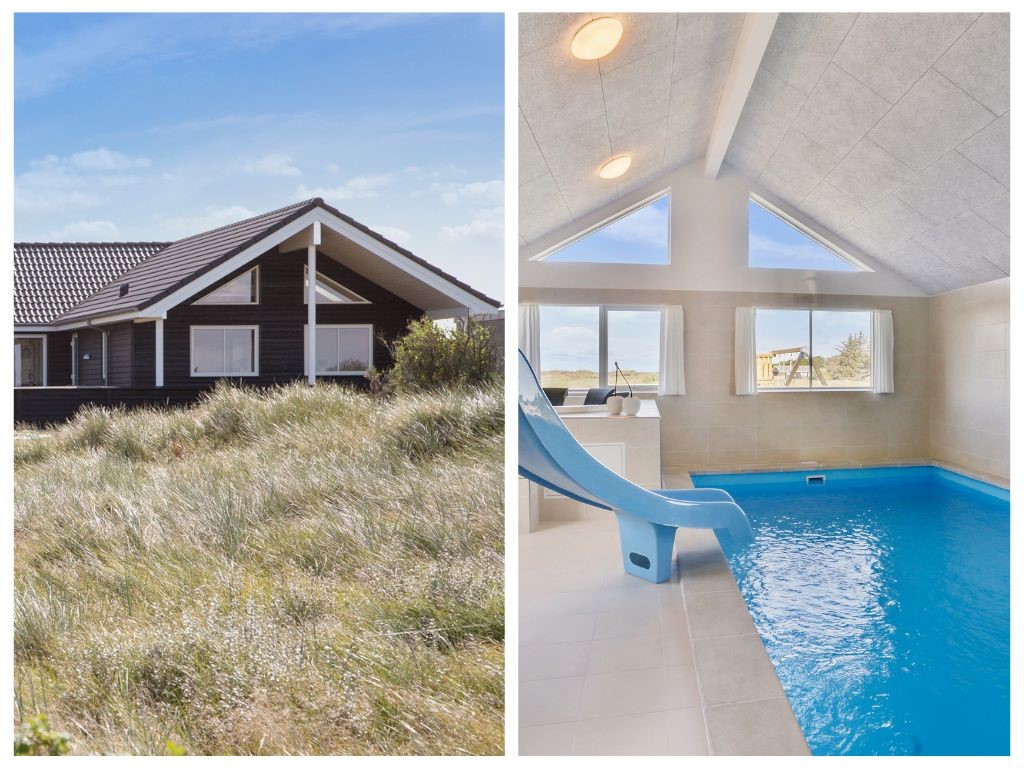 A luxurious holiday home in Thy featuring a private indoor swimming pool, ideal for large groups and families.